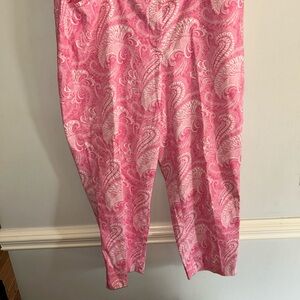 Talbots Pink and White Paisley Cropped Pants
